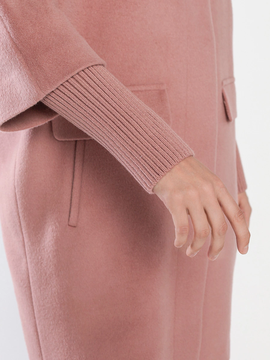 Пальто прямого кроя из смесовой шерсти розового цвета